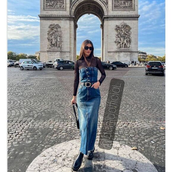 Zara RARE TRF DENIM DRESS NAVY BLUE - Picture 10 of 13